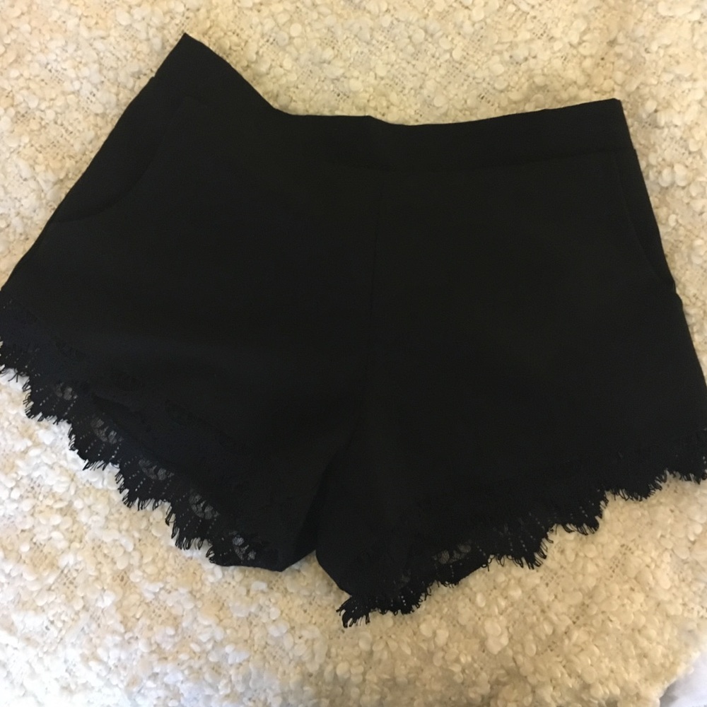 Short Black Shorts w/ Scalloped Lace